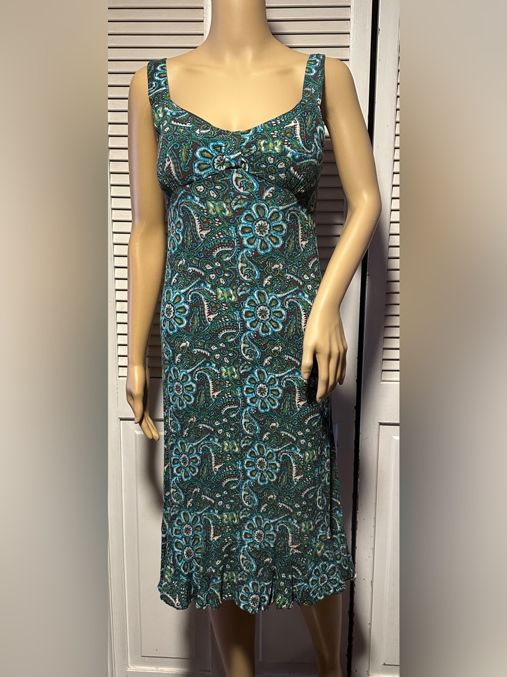 Madison Leigh Bohemian Floral Paisley Midi Sundress Blue Brown 4P